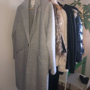 CHRISTIAN SIRIANO New York [size XS] grey tweed herringbone poly/wool mix coat